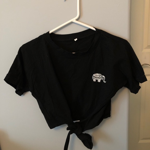 Black tie-up t-shirt - Picture 1 of 2